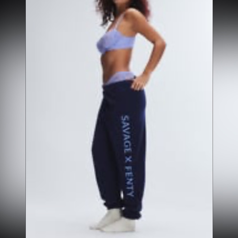 NWOT Savage X Fenty navy weekender terry sweatpants XS